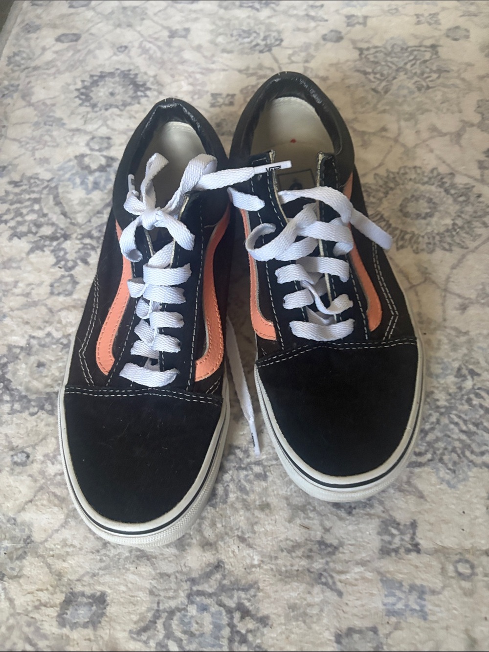 Vans Black Sneakers with Coral Side Stripe